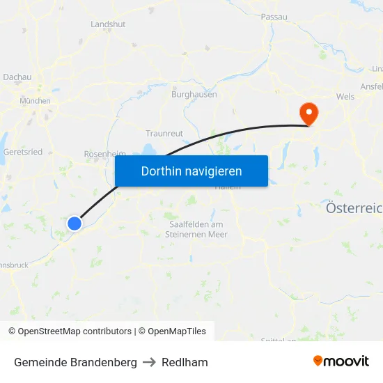 Gemeinde Brandenberg to Redlham map