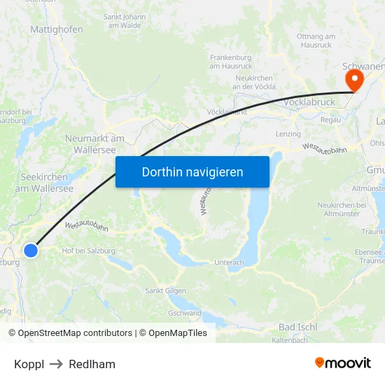 Koppl to Redlham map