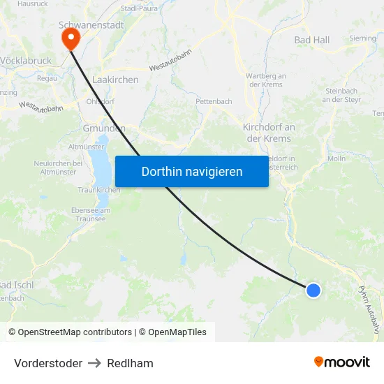 Vorderstoder to Redlham map
