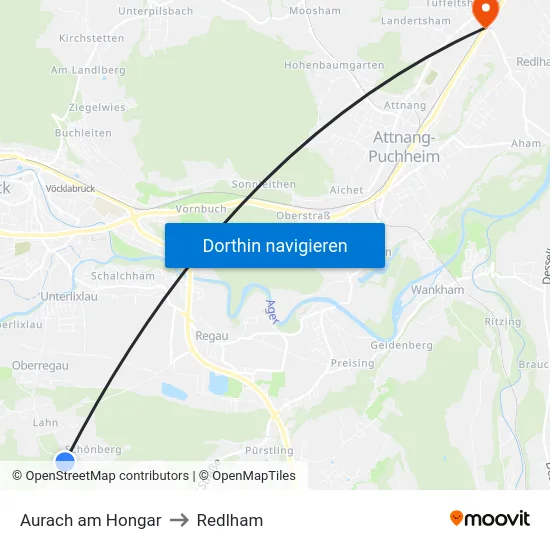 Aurach am Hongar to Redlham map