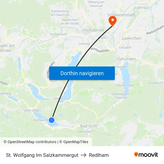 St. Wolfgang Im Salzkammergut to Redlham map