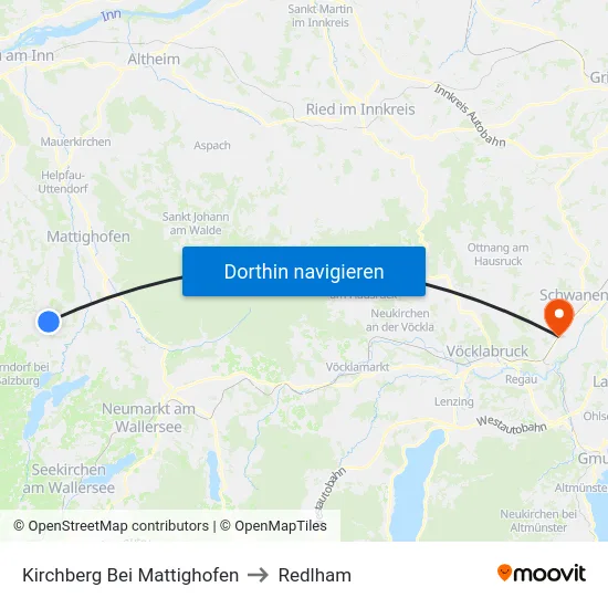 Kirchberg Bei Mattighofen to Redlham map