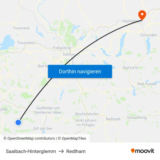 Saalbach-Hinterglemm to Redlham map