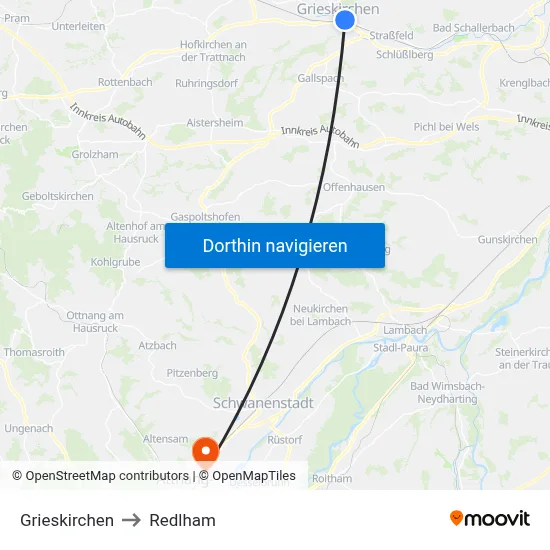Grieskirchen to Redlham map