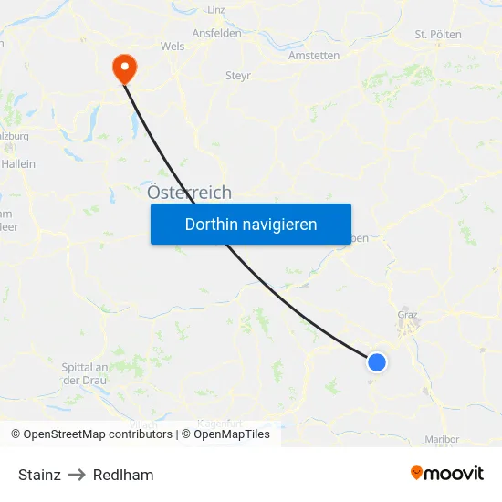 Stainz to Redlham map