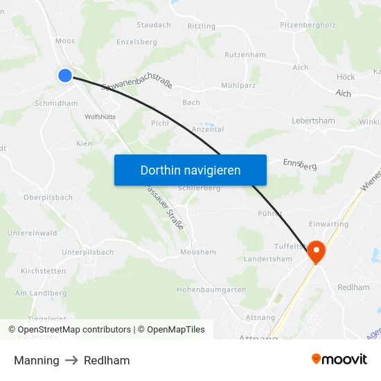 Manning to Redlham map