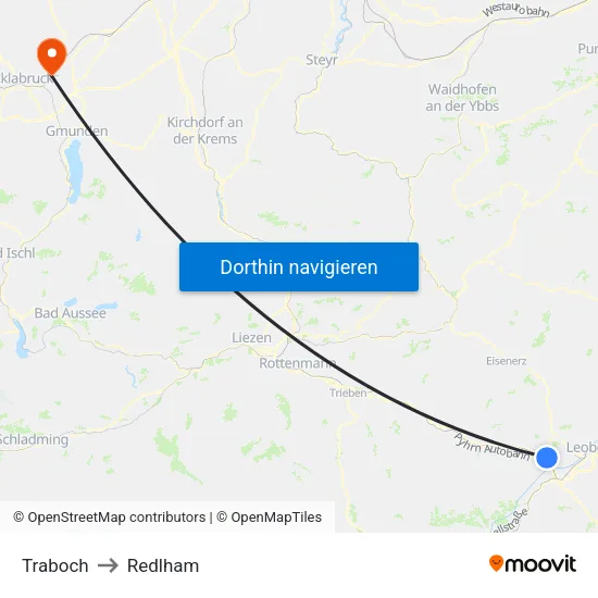 Traboch to Redlham map