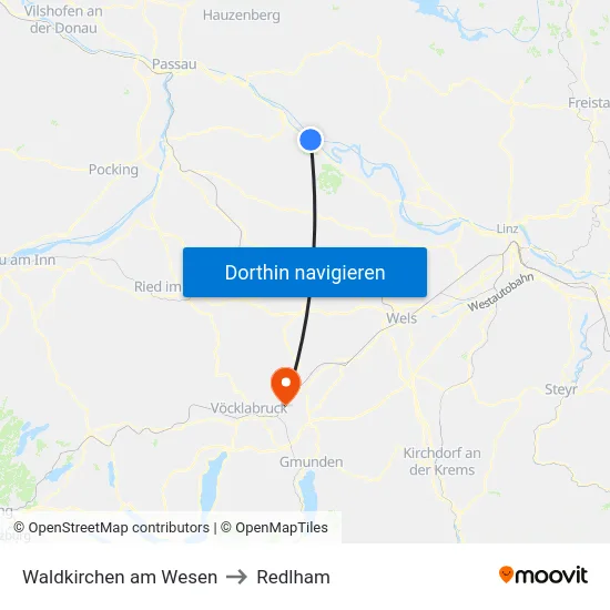 Waldkirchen am Wesen to Redlham map