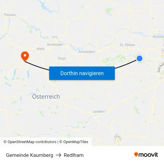 Gemeinde Kaumberg to Redlham map
