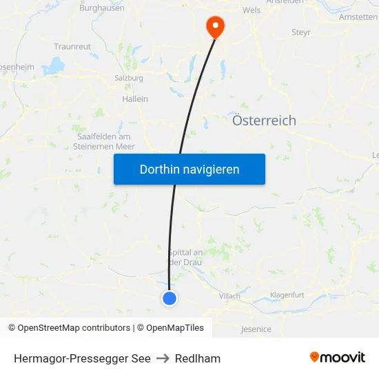 Hermagor-Pressegger See to Redlham map
