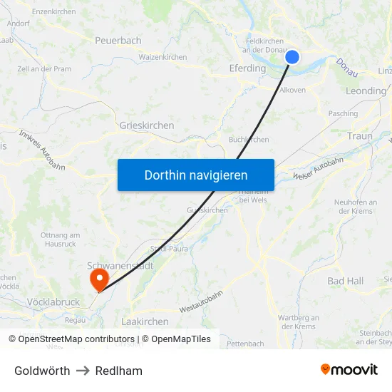 Goldwörth to Redlham map