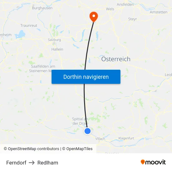 Ferndorf to Redlham map