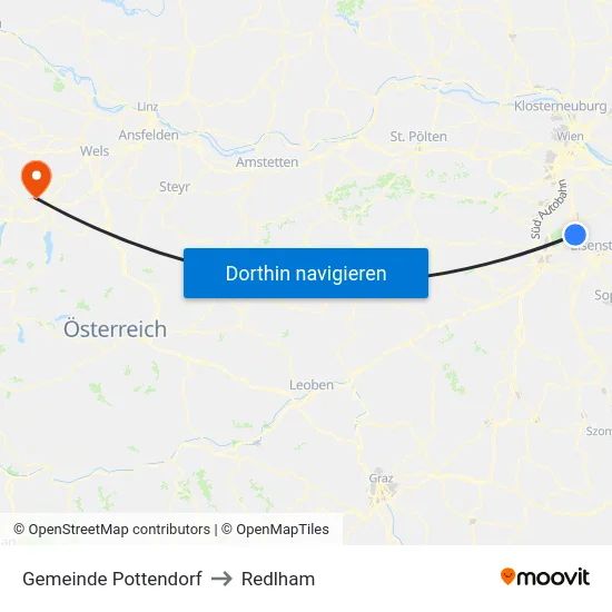 Gemeinde Pottendorf to Redlham map