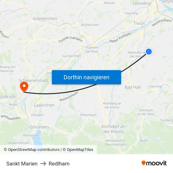 Sankt Marien to Redlham map