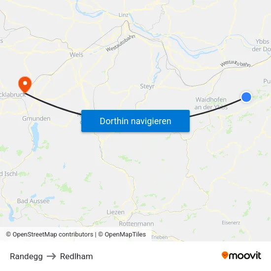 Randegg to Redlham map