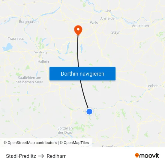 Stadl-Predlitz to Redlham map