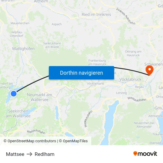 Mattsee to Redlham map