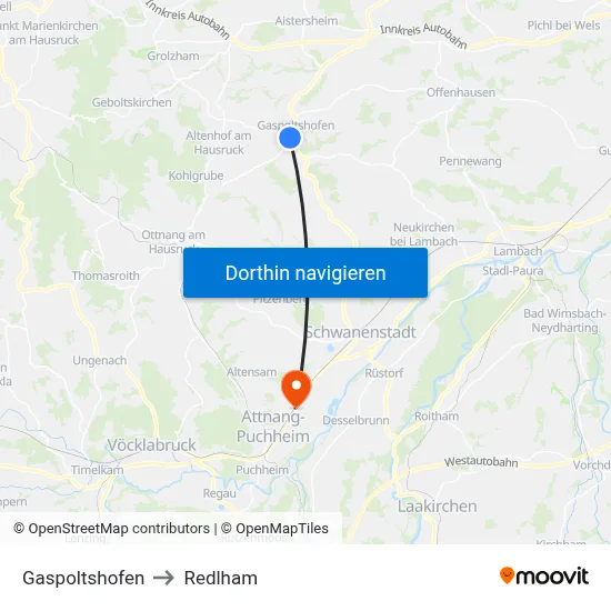 Gaspoltshofen to Redlham map