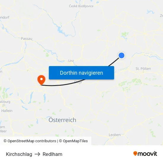Kirchschlag to Redlham map