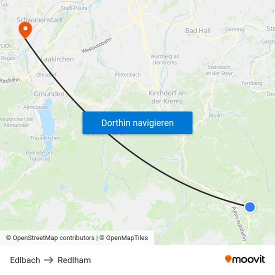 Edlbach to Redlham map