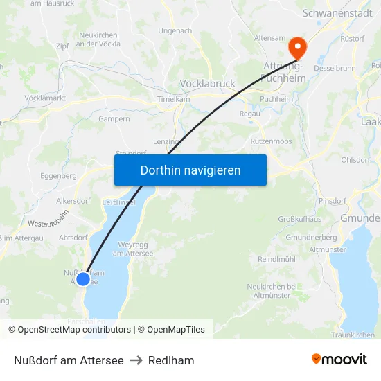Nußdorf am Attersee to Redlham map