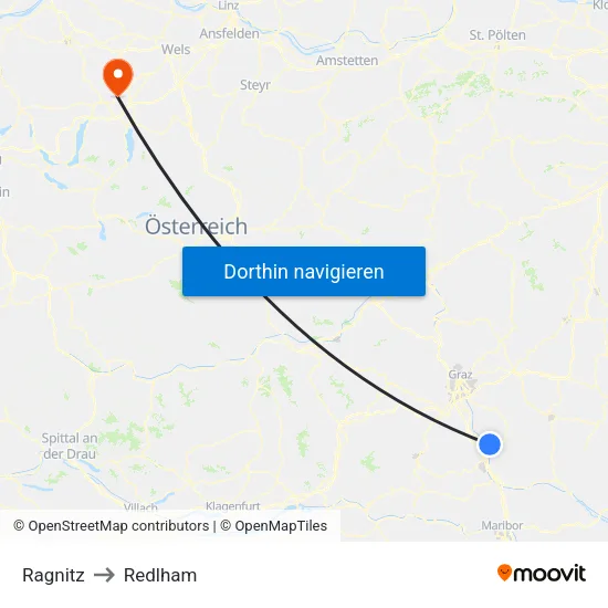 Ragnitz to Redlham map