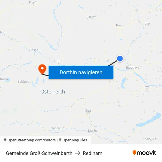 Gemeinde Groß-Schweinbarth to Redlham map