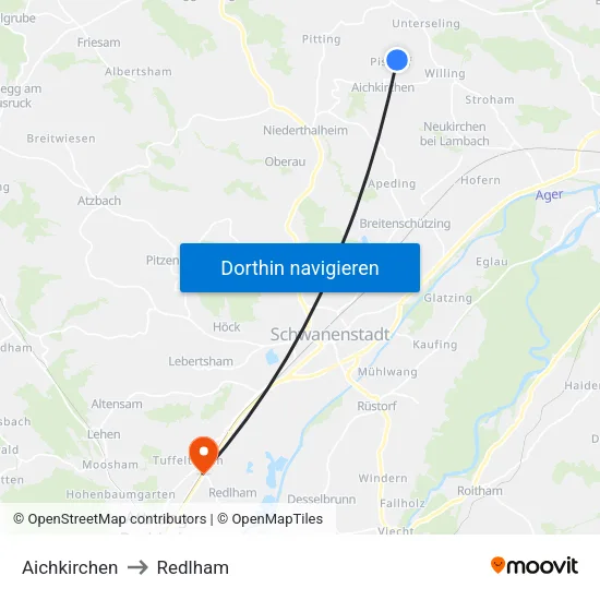Aichkirchen to Redlham map