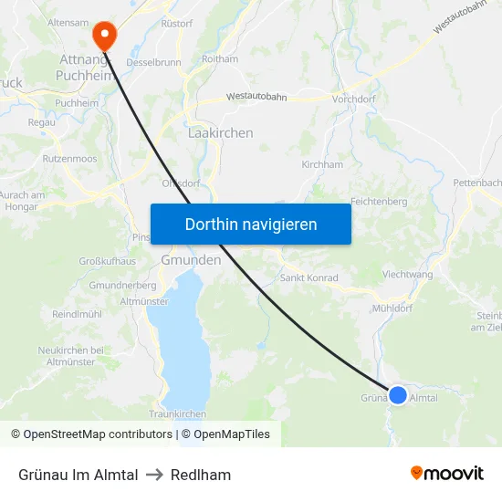 Grünau Im Almtal to Redlham map