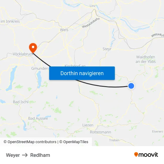 Weyer to Redlham map