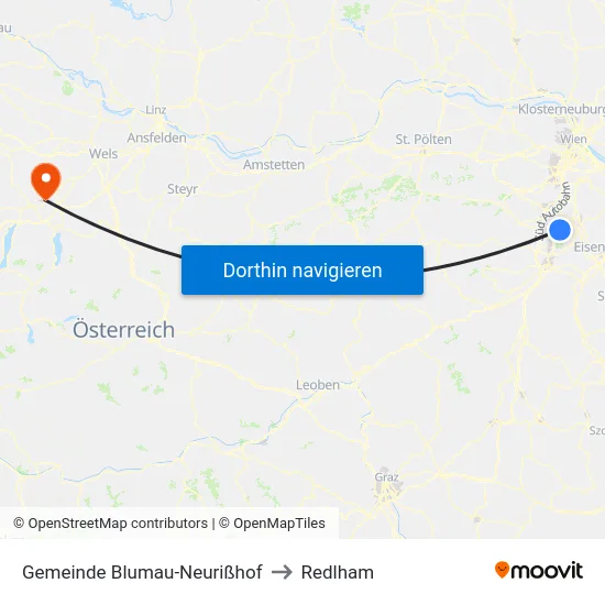 Gemeinde Blumau-Neurißhof to Redlham map