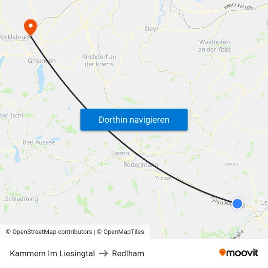 Kammern Im Liesingtal to Redlham map