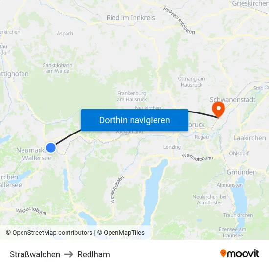 Straßwalchen to Redlham map