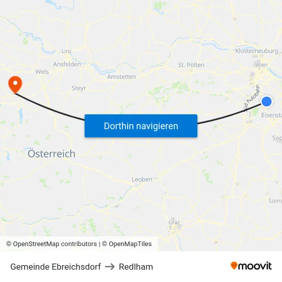 Gemeinde Ebreichsdorf to Redlham map