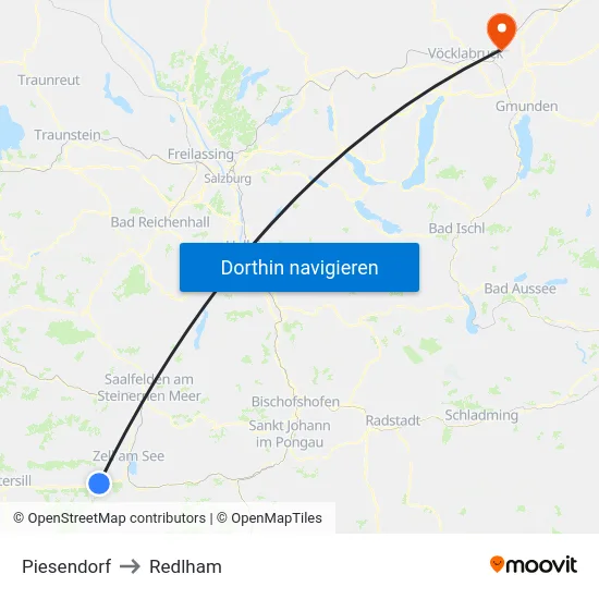 Piesendorf to Redlham map