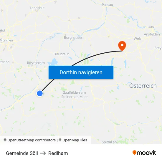 Gemeinde Söll to Redlham map
