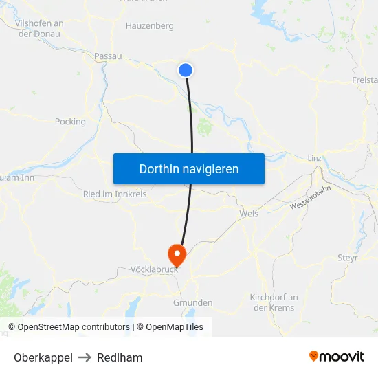 Oberkappel to Redlham map