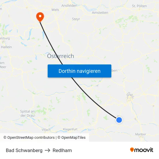Bad Schwanberg to Redlham map