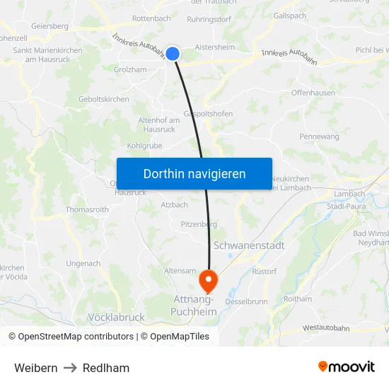 Weibern to Redlham map