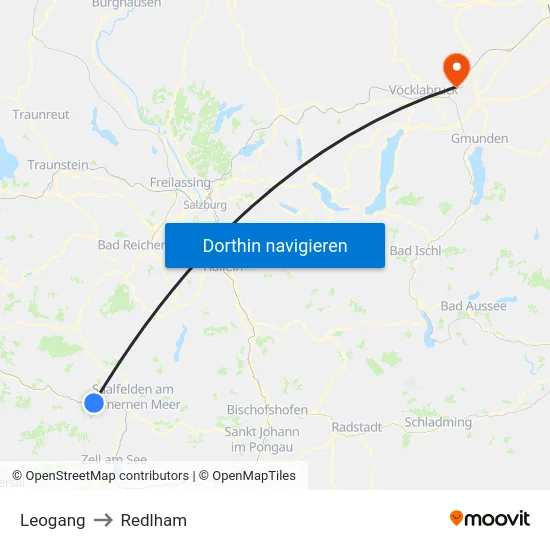Leogang to Redlham map