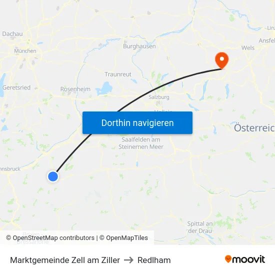 Marktgemeinde Zell am Ziller to Redlham map