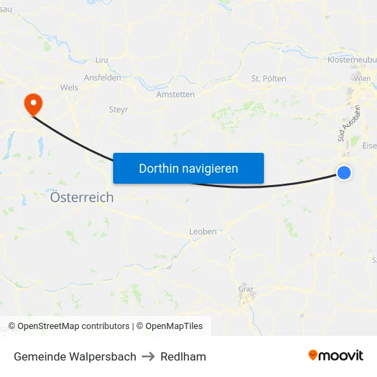 Gemeinde Walpersbach to Redlham map