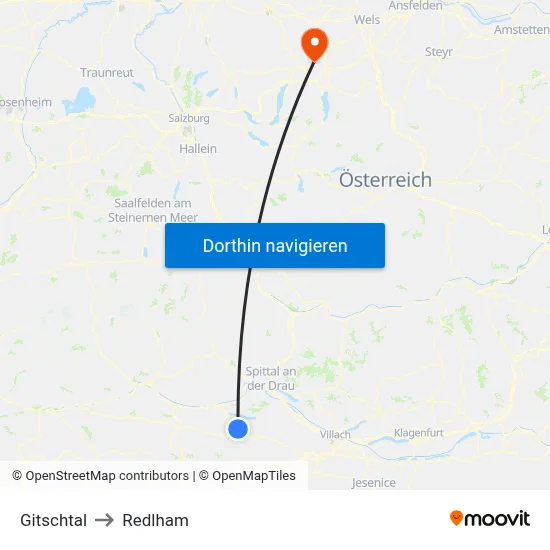 Gitschtal to Redlham map