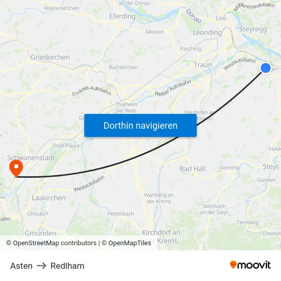 Asten to Redlham map