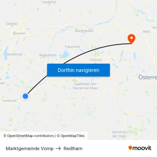 Marktgemeinde Vomp to Redlham map