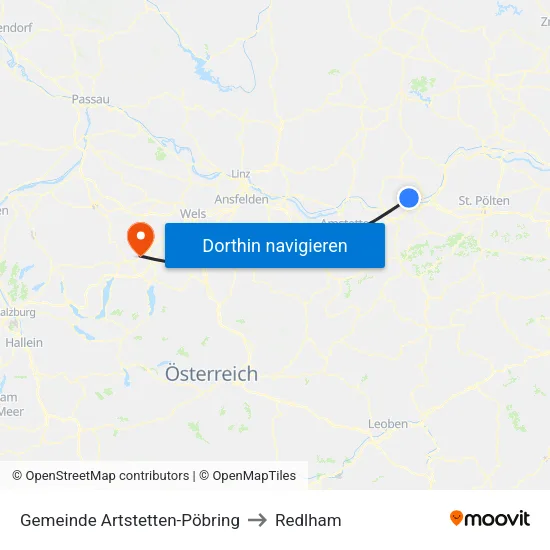 Gemeinde Artstetten-Pöbring to Redlham map
