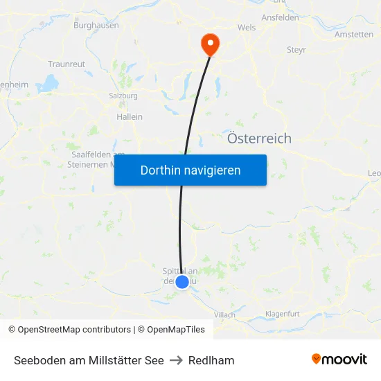 Seeboden am Millstätter See to Redlham map