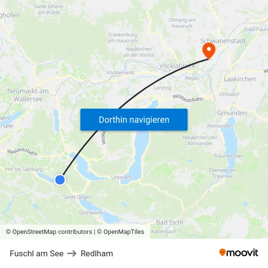 Fuschl am See to Redlham map