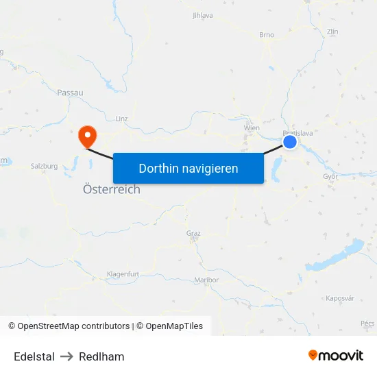 Edelstal to Redlham map