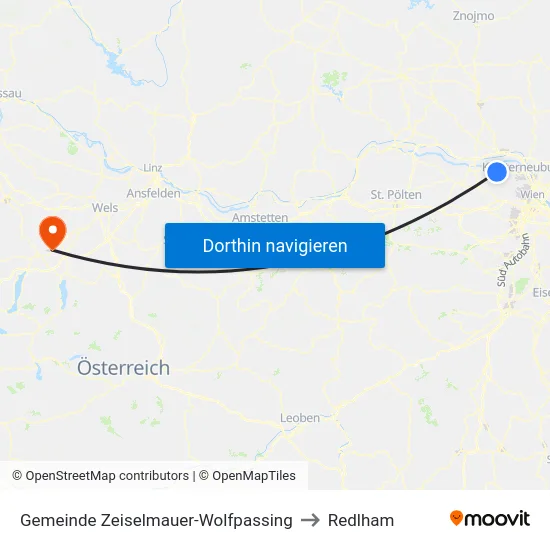 Gemeinde Zeiselmauer-Wolfpassing to Redlham map